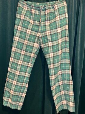 HANNA ANDERSSON MENS M GREEN WHITE PLAID FLANNEL HOLIDAY CHRISTMAS PAJAMA PANTS